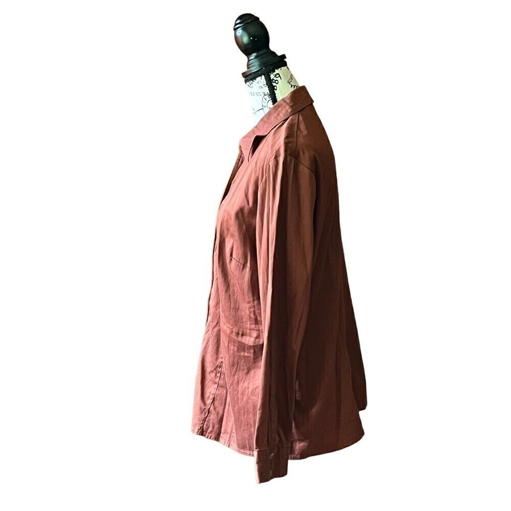 Chico’s Additions Chocolate Brown Button Up Blouse 2 L Boho Lagenlook Modest - Picture 4 of 10